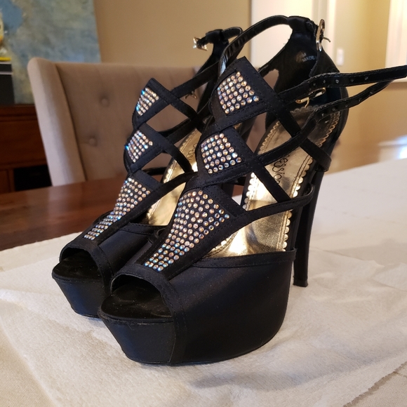Satin Stilettos with Crystal Embellishments - Picture 5 of 14